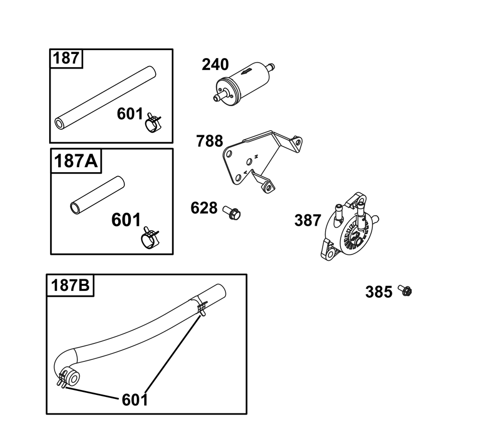 Fuel Supply Group Diagram and Parts List for 356777-0048-B5 200000 - 399999 Briggs and Stratton Engine